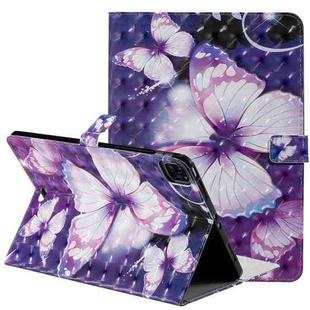 3D Painted Pattern Horizontal Flip Leather Case with Holder & Card Slots & Wallet & Sleep / Wake-up Function For iPad Air 2022 / 2020 10.9 /iPad Pro 11 2020 / 2018(Purple Butterfly)