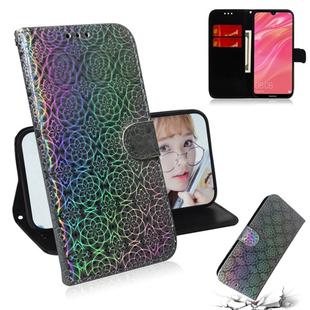 For Huawei Y7 Prime 2019 Solid Color Colorful Magnetic Buckle Horizontal Flip PU Leather Case with Holder & Card Slots & Wallet & Lanyard(Silver)