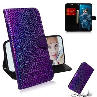 For Huawei Honor 20 Solid Color Colorful Magnetic Buckle Horizontal Flip PU Leather Case with Holder & Card Slots & Wallet & Lanyard(Purple)