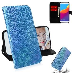 For Huawei Y6 2018 / Honor 7A Solid Color Colorful Magnetic Buckle Horizontal Flip PU Leather Case with Holder & Card Slots & Wallet & Lanyard(Blue)