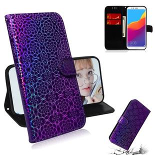 For Huawei Y6 2018 / Honor 7A Solid Color Colorful Magnetic Buckle Horizontal Flip PU Leather Case with Holder & Card Slots & Wallet & Lanyard(Purple)