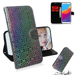 For Huawei Y6 2018 / Honor 7A Solid Color Colorful Magnetic Buckle Horizontal Flip PU Leather Case with Holder & Card Slots & Wallet & Lanyard(Silver)