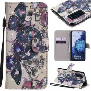 For Samsung Galaxy S20 FE 3D Painting Horizontal Flip Leather Case with Holder & Card Slot & Lanyard(Black Butterflies)