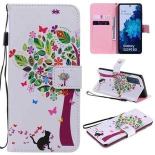 For Samsung Galaxy S20 FE Painting Horizontal Flip Leather Case with Holder & Card Slot & Lanyard(Cat and Tree)