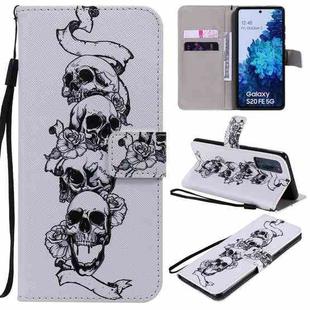 For Samsung Galaxy S20 FE Painted Pattern Horizontal Flip Leather Case, with Wallet & Holder & Card Slots & Lanyard(Skull)