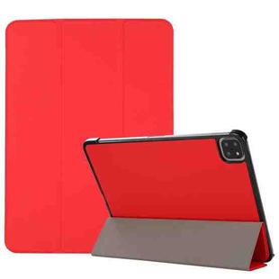3-folding Skin Texture Horizontal Flip TPU + PU Leather Case with Holder For iPad Air 2022 / 2020 10.9 (Red)