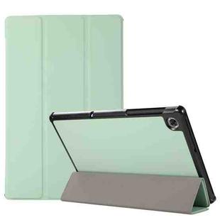 3-folding Skin Texture Horizontal Flip TPU + PU Leather Case with Holder For Lenovo M10 Plus(Mint Green)