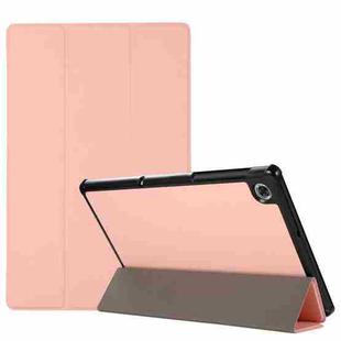 3-folding Skin Texture Horizontal Flip TPU + PU Leather Case with Holder For Lenovo M10 Plus(Pink)