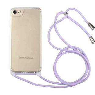 For iPhone SE 2022 / SE 2020 / 8 / 7 Shockproof Ultra-thin TPU + Acrylic Protective Case with Lanyard(Light Purple)