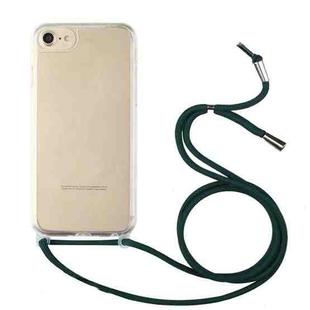 For iPhone SE 2022 / SE 2020 / 8 / 7 Shockproof Ultra-thin TPU + Acrylic Protective Case with Lanyard(Dark Green)