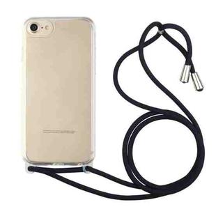 For iPhone SE 2022 / SE 2020 / 8 / 7 Shockproof Ultra-thin TPU + Acrylic Protective Case with Lanyard(Dark Blue)