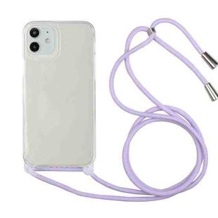 For iPhone 12 Pro Max Shockproof Ultra-thin TPU + Acrylic Protective Case with Lanyard(Light Purple)