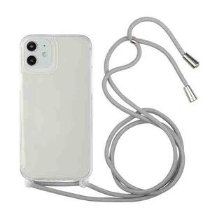 For iPhone 12 / 12 Pro Shockproof Ultra-thin TPU + Acrylic Protective Case with Lanyard(Grey)