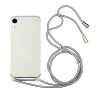 For iPhone X / XS Shockproof Ultra-thin TPU + Acrylic Protective Case with Lanyard(Grey)