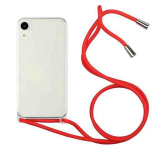 For iPhone X / XS Shockproof Ultra-thin TPU + Acrylic Protective Case with Lanyard(Red)