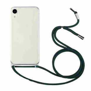 For iPhone XS Max Shockproof Ultra-thin TPU + Acrylic Protective Case with Lanyard(Dark Green)