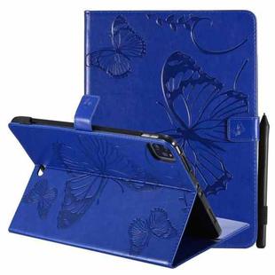 Pressed Printing Butterfly Pattern Horizontal Flip Leather Case with Holder & Card Slots & Wallet & Sleep / Wake-up Function For iPad Air 2022 / 2020 10.9 /iPad Pro 11 2020 / 2018(Blue)