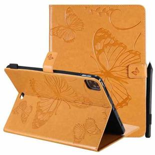 Pressed Printing Butterfly Pattern Horizontal Flip Leather Case with Holder & Card Slots & Wallet & Sleep / Wake-up Function For iPad Air 2022 / 2020 10.9 /iPad Pro 11 2020 / 2018(Yellow)