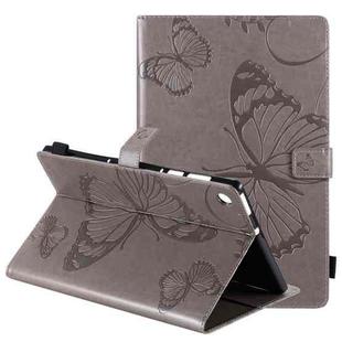 For Lenovo Tab M10 Plus TB-X606F Pressed Printing Butterfly Pattern Horizontal Flip Leather Case with Holder & Card Slots & Wallet & Sleep / Wake-up Function (Grey)