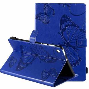 For Lenovo Tab M10 Plus TB-X606F Pressed Printing Butterfly Pattern Horizontal Flip Leather Case with Holder & Card Slots & Wallet & Sleep / Wake-up Function (Blue)