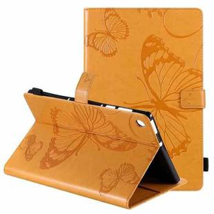 For Lenovo Tab M10 Plus TB-X606F Pressed Printing Butterfly Pattern Horizontal Flip Leather Case with Holder & Card Slots & Wallet & Sleep / Wake-up Function (Yellow)