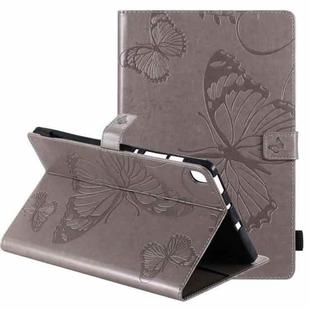 For Samsung Galaxy S6 Lite P610 Pressed Printing Butterfly Pattern Horizontal Flip Leather Case with Holder & Card Slots & Wallet & Sleep / Wake-up Function (Grey)