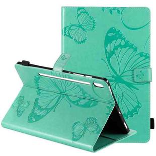 For Samsung Galaxy Tab S6 T860 Pressed Printing Butterfly Pattern Horizontal Flip Leather Case with Holder & Card Slots & Wallet & Sleep / Wake-up Function (Green)