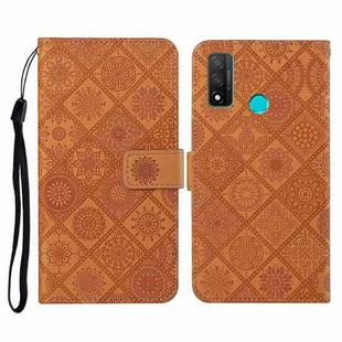 For Huawei P smart 2020 Ethnic Style Embossed Pattern Horizontal Flip Leather Case with Holder & Card Slots & Wallet & Lanyard(Brown)