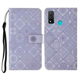 For Huawei P smart 2020 Ethnic Style Embossed Pattern Horizontal Flip Leather Case with Holder & Card Slots & Wallet & Lanyard(Purple)