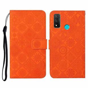 For Huawei P smart 2020 Ethnic Style Embossed Pattern Horizontal Flip Leather Case with Holder & Card Slots & Wallet & Lanyard(Orange)