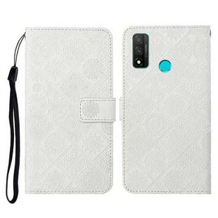 For Huawei P smart 2020 Ethnic Style Embossed Pattern Horizontal Flip Leather Case with Holder & Card Slots & Wallet & Lanyard(White)