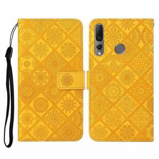 For Huawei P Smart Z / Y9 Prime 2019 Ethnic Style Embossed Pattern Horizontal Flip Leather Case with Holder & Card Slots & Wallet & Lanyard(Yellow)