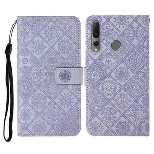 For Huawei P Smart Z / Y9 Prime 2019 Ethnic Style Embossed Pattern Horizontal Flip Leather Case with Holder & Card Slots & Wallet & Lanyard(Purple)