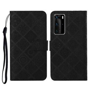 For Huawei P40 Pro Ethnic Style Embossed Pattern Horizontal Flip Leather Case with Holder & Card Slots & Wallet & Lanyard(Black)