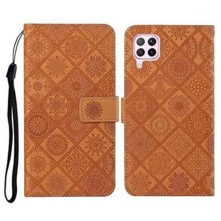 For Huawei P40 lite / nova 6 SE Ethnic Style Embossed Pattern Horizontal Flip Leather Case with Holder & Card Slots & Wallet & Lanyard(Brown)