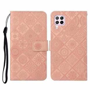 For Huawei P40 lite / nova 6 SE Ethnic Style Embossed Pattern Horizontal Flip Leather Case with Holder & Card Slots & Wallet & Lanyard(Pink)