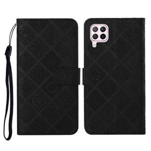 For Huawei P40 lite / nova 6 SE Ethnic Style Embossed Pattern Horizontal Flip Leather Case with Holder & Card Slots & Wallet & Lanyard(Black)