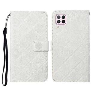 For Huawei P40 lite / nova 6 SE Ethnic Style Embossed Pattern Horizontal Flip Leather Case with Holder & Card Slots & Wallet & Lanyard(White)