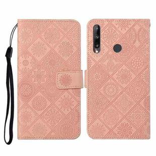 Huawei P40 lite E / Y7p Ethnic Style Embossed Pattern Horizontal Flip Leather Case with Holder & Card Slots & Wallet & Lanyard(Pink)