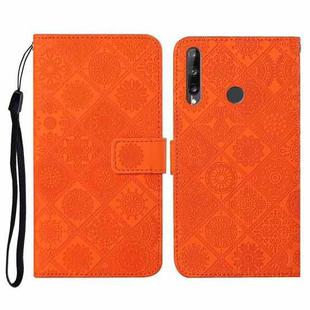 Huawei P40 lite E / Y7p Ethnic Style Embossed Pattern Horizontal Flip Leather Case with Holder & Card Slots & Wallet & Lanyard(Orange)