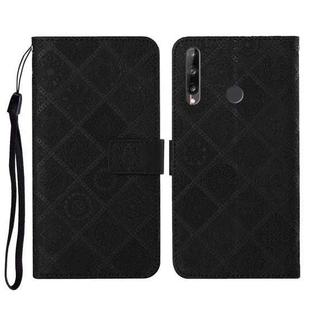 Huawei P40 lite E / Y7p Ethnic Style Embossed Pattern Horizontal Flip Leather Case with Holder & Card Slots & Wallet & Lanyard(Black)