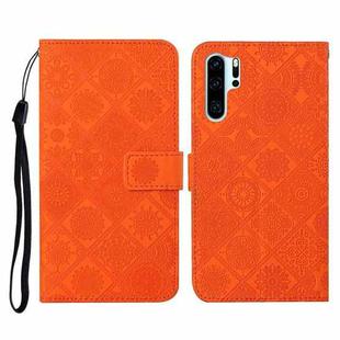 For Huawei P30 Pro Ethnic Style Embossed Pattern Horizontal Flip Leather Case with Holder & Card Slots & Wallet & Lanyard(Orange)