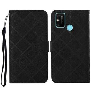 For Huawei Honor 9A Ethnic Style Embossed Pattern Horizontal Flip Leather Case with Holder & Card Slots & Wallet & Lanyard(Black)