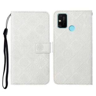 For Huawei Honor 9A Ethnic Style Embossed Pattern Horizontal Flip Leather Case with Holder & Card Slots & Wallet & Lanyard(White)