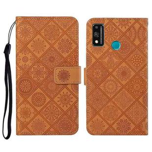 For Huawei Honor 9X Lite Ethnic Style Embossed Pattern Horizontal Flip Leather Case with Holder & Card Slots & Wallet & Lanyard(Brown)