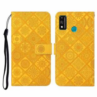 For Huawei Honor 9X Lite Ethnic Style Embossed Pattern Horizontal Flip Leather Case with Holder & Card Slots & Wallet & Lanyard(Yellow)