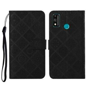 For Huawei Honor 9X Lite Ethnic Style Embossed Pattern Horizontal Flip Leather Case with Holder & Card Slots & Wallet & Lanyard(Black)