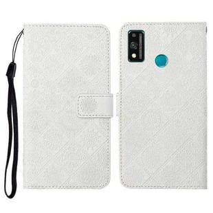 For Huawei Honor 9X Lite Ethnic Style Embossed Pattern Horizontal Flip Leather Case with Holder & Card Slots & Wallet & Lanyard(White)