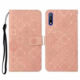 For Huawei Honor 9X / 9X Pro Ethnic Style Embossed Pattern Horizontal Flip Leather Case with Holder & Card Slots & Wallet & Lanyard(Pink)