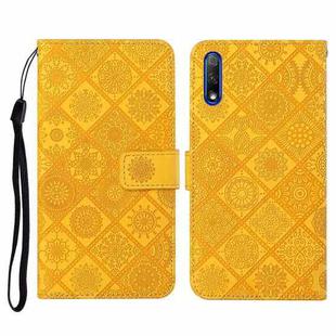 For Huawei Honor 9X / 9X Pro Ethnic Style Embossed Pattern Horizontal Flip Leather Case with Holder & Card Slots & Wallet & Lanyard(Yellow)